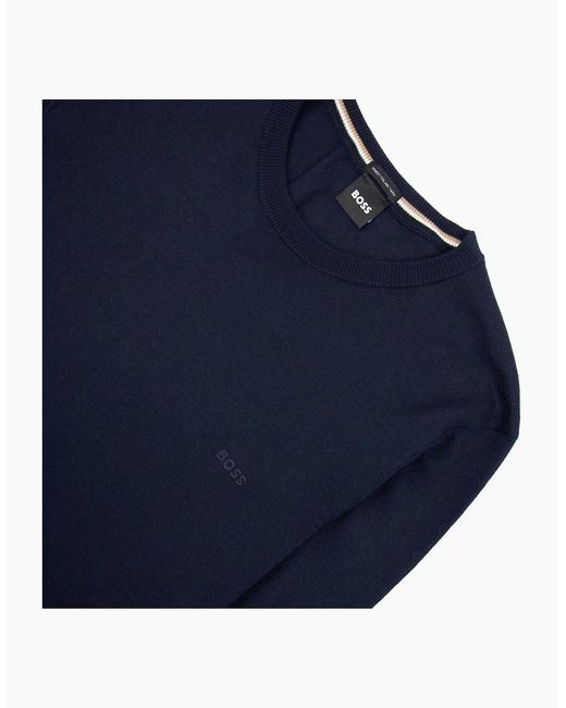Boss Blue Botto-L Embroidered Logo With Responsible Wool Swe Dark 404 for men