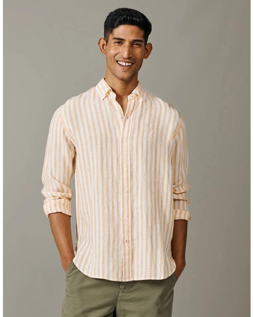 aubi Natural Worlaby Linen Shirt for men