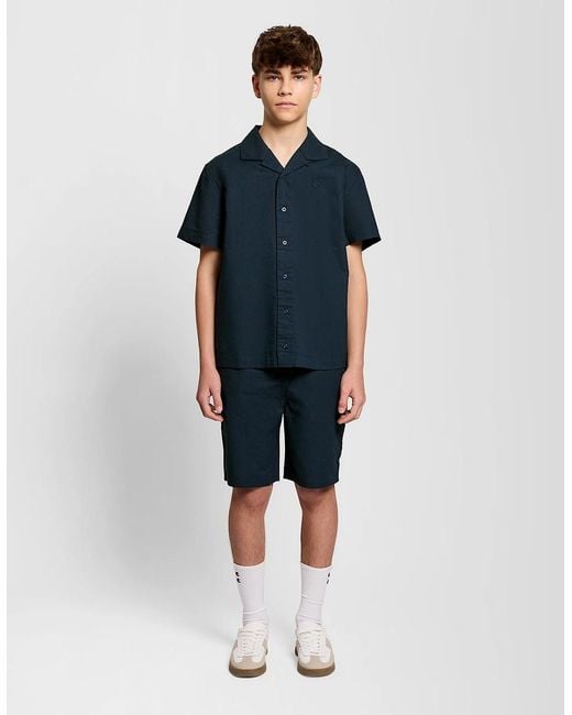 Lyle & Scott Blue Short Sleeve Linen Blend Shirt for men