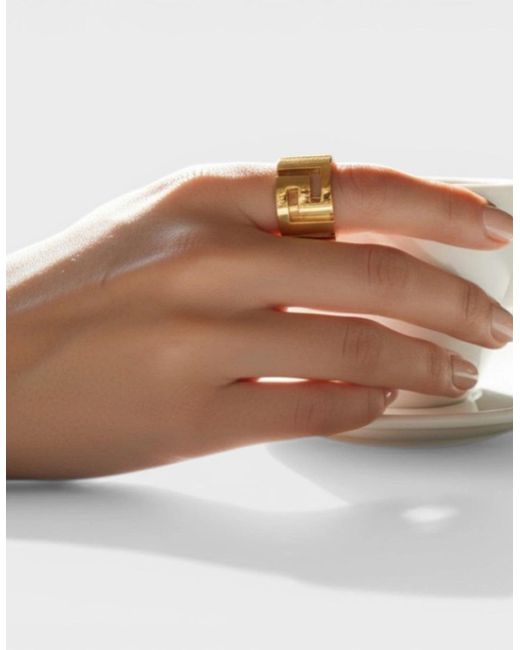 Versace Metallic Greca Ring Metal Tone