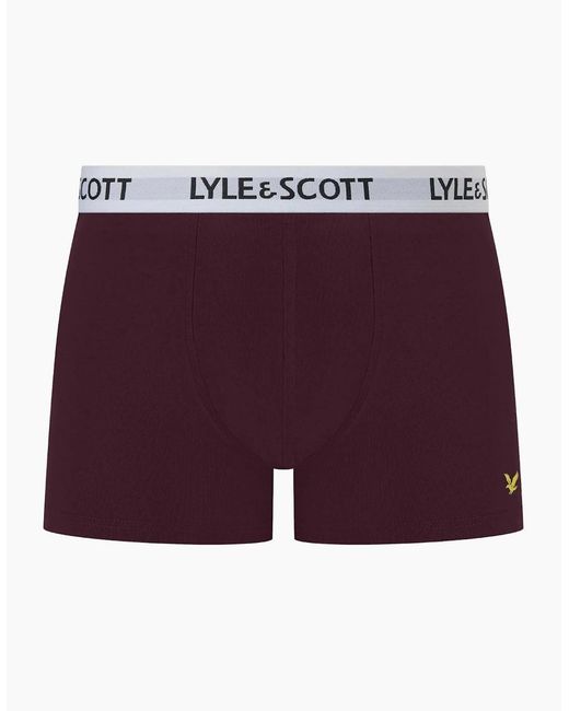 Lyle & Scott Red 3-Pack Barclay Boxer Briefs, /Burgundy for men