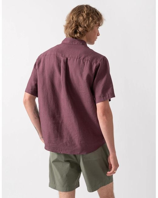 COLORFUL STANDARD Red Short Sleeve Linen Shirt for men