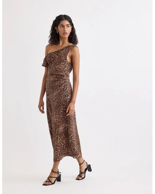 Nobody's Child Brown Skylar One Shoulder Midi Slip Dress