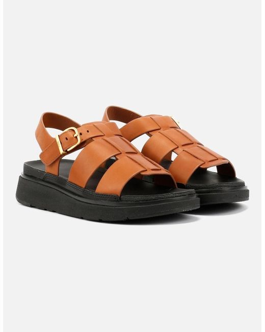 Fitflop Brown Gen-Ff Fisherman Leather Deep Tan Sandals