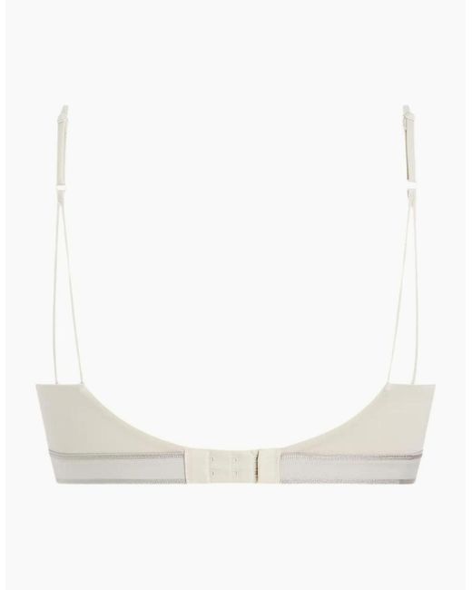 Calvin Klein White New Stone Logo Lightly Lined Triangle Bra, Sandshell
