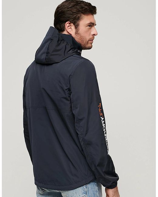 Superdry Blue Hooded Windbreaker Jacket Eclipse for men