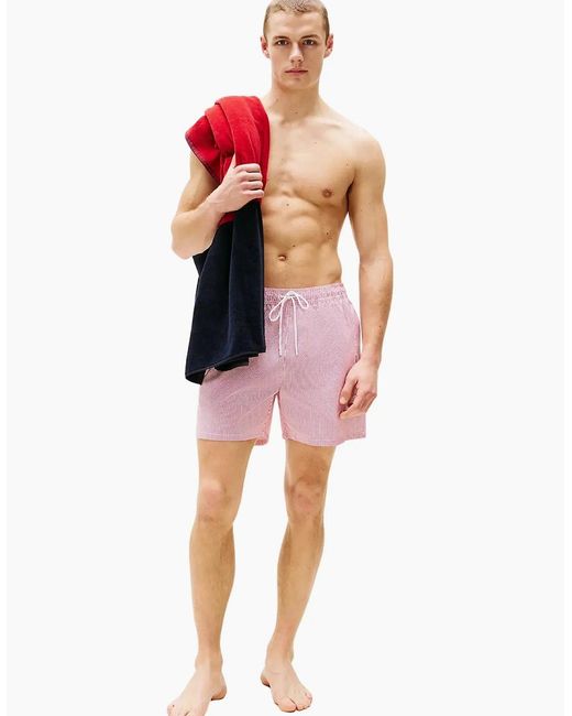 Tommy Hilfiger Pink Original Stripe Mid Length Swim Shorts, Ithaca/Medium for men