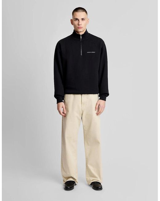 Lyle & Scott Black Heavyweight Script 1/4 Zip Sweatshirt for men