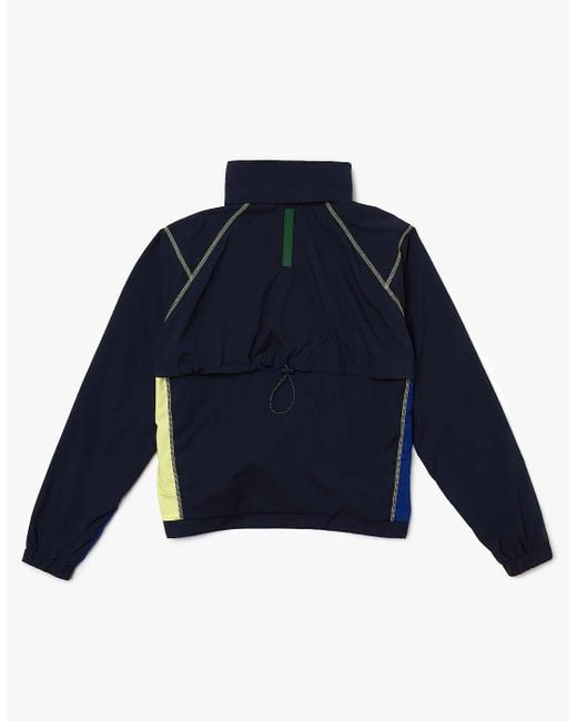 Lacoste Blue Colourblock Accents Pullover Windbreaker Jacket