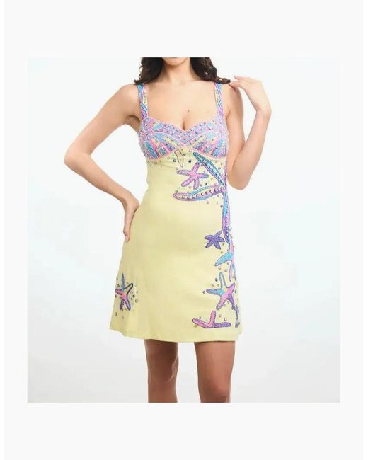 Oceanus Blue Crescent Shell Mini Dress Multi Colour