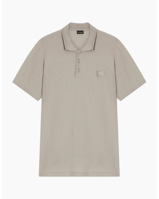 Emporio Armani Gray Textured Cotton Polo Shirt for men