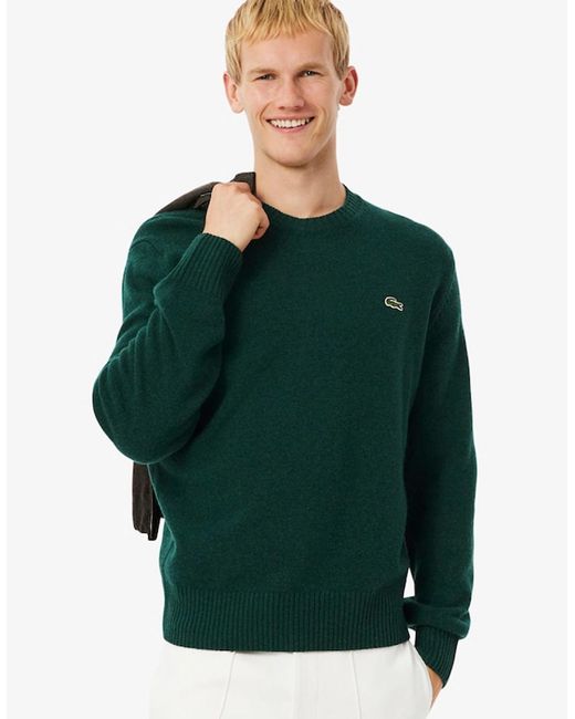 Lacoste Green Carded Wool Crew Neck Sweater for men