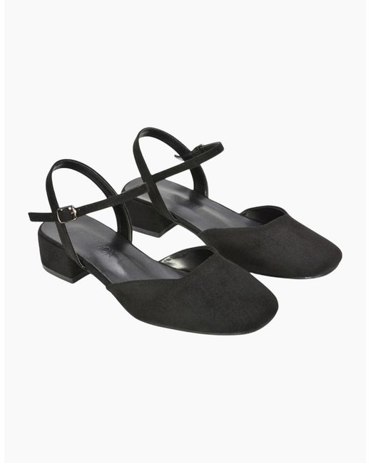 XY London Black Ladies Hilary Strappy Low Heel Court Shoes