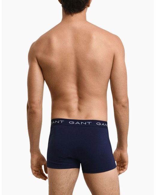 Gant Blue Trunks 3 Pack Mixed Repeat Logo Stretch Underwear Cotton Trunks for men