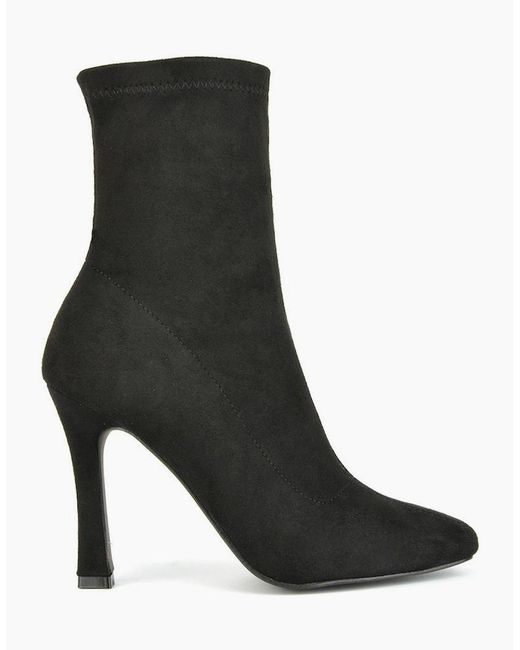 XY London Black Ladies Paula Side Zip Stiletto Heel Ankle Boots