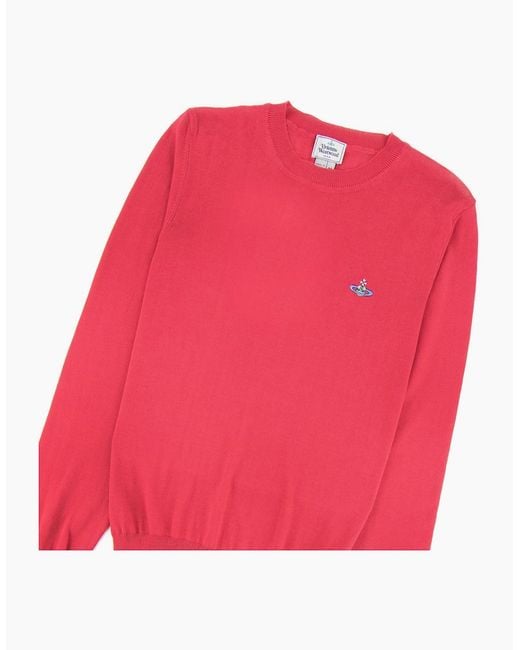 Vivienne Westwood Pink Orb Logo Crewneck Knitted Sweatshirt for men