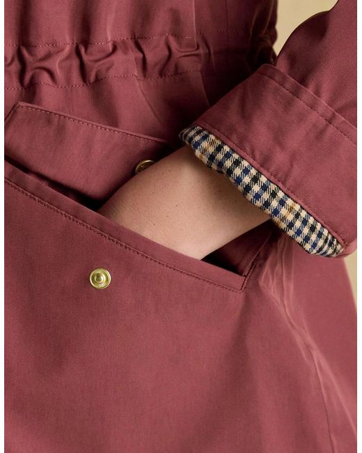 Joules Red Portwell Waterproof Hoodie Raincoat With Adjustable Waist Oxblood