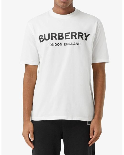Burberry White London Letchford Logo Print T-Shirt for men