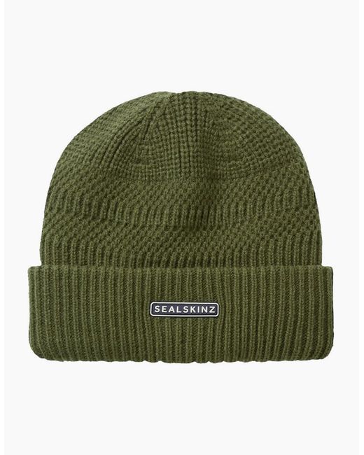 SealSkinz Green Gressenhall Textured Stripe Beanie for men