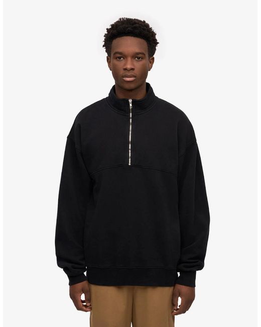 COLORFUL STANDARD Black Organic Quarter Zip Sweatshirt for men