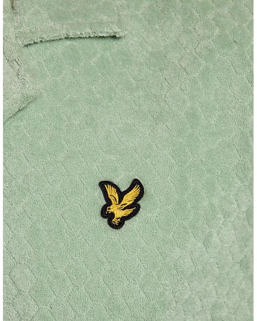 Lyle & Scott Green Honeycomb Effect Towelling Shirt for men