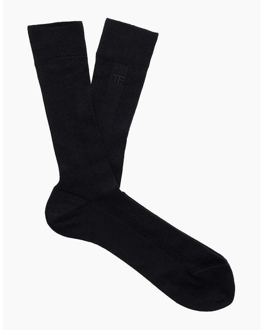Tom Ford Black Ribbed Textured Socks for men