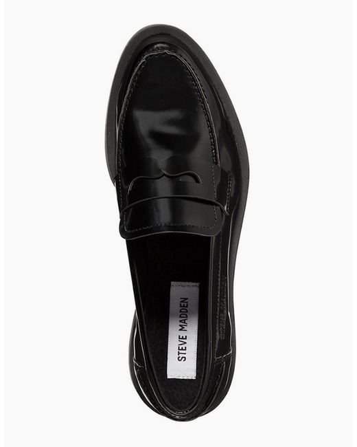 Steve Madden Black Penny Loafers With Low Block Heel