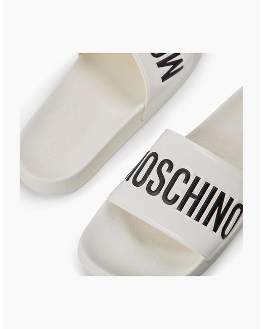 Moschino White Slider Slippers for men