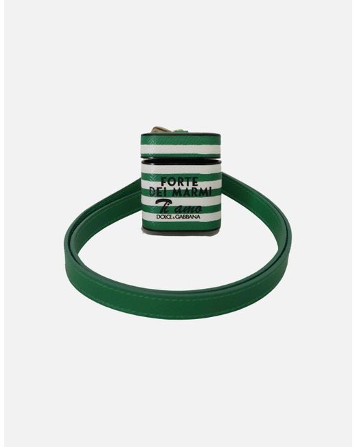 Dolce & Gabbana Green Airpods Case Protective Leather Strap