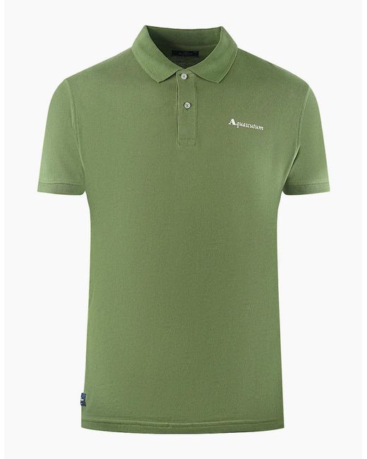 Aquascutum Green Brand Logo Plain Army Polo Shirt for men