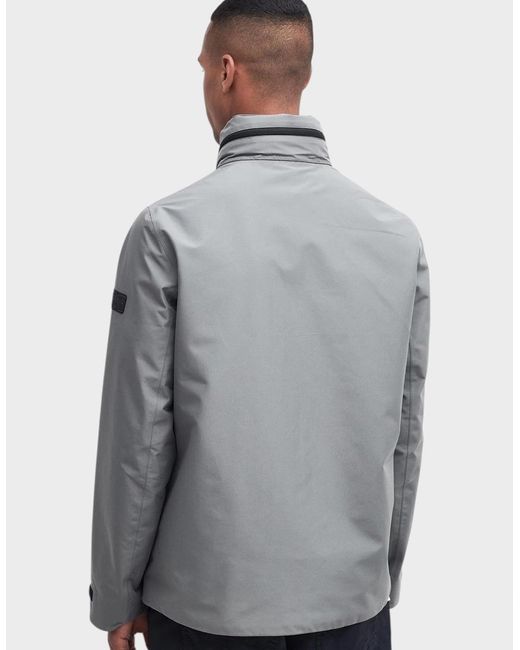 Barbour Gray Chevin Waterproof Concealed Hood Rain Anorak for men