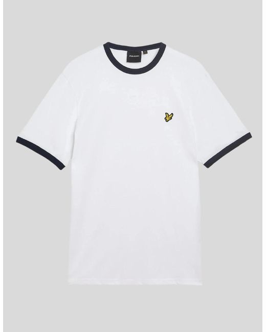 Lyle & Scott White Ringer Cotton Crew Neck T-Shirt for men