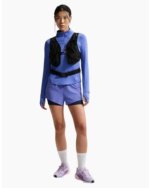 Nike Blue Ladies Swift Quarter Zip Running Top