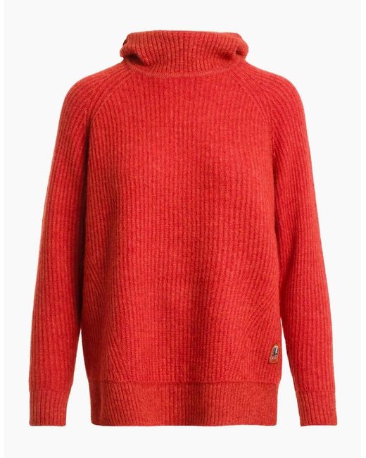 Parajumpers Red Tory Knitted Hoodie Comfort Fit Hoodie
