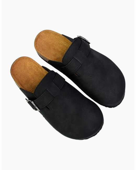 XY London Black Ladies Lucy Cork Slip-On Flat Mules