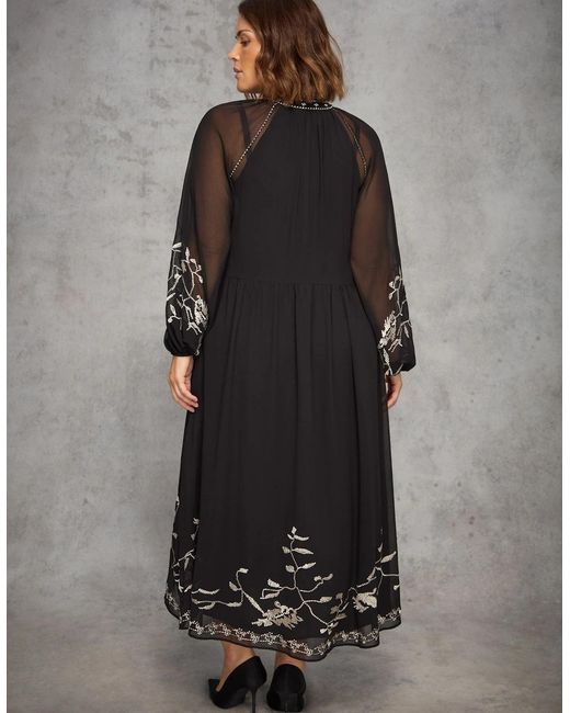 Live Unlimited London Gray Midaxi Dress With Embellishment