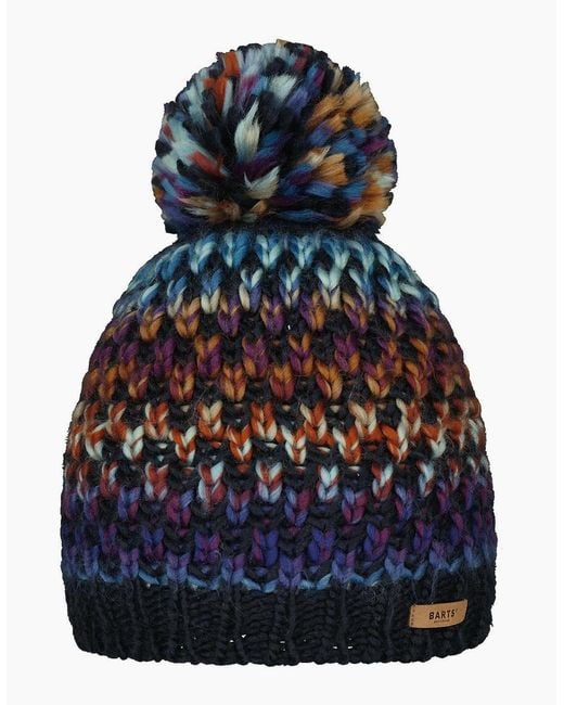 Barts Blue Nicole Knitted Lined Warm Winter Beanie Bobble Hat