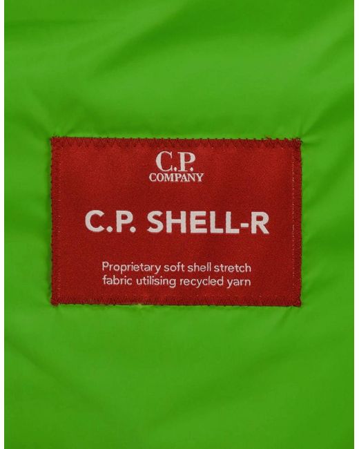 C P Company Green Shell-R Mixed Goggle Hooded Vest for men
