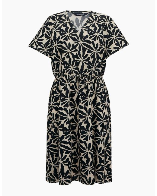 Regatta Black Ladies Elona Abstract Floral Midi Dress