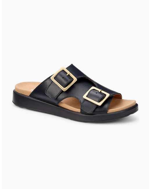 Hotter Black Corsica Slip On Sandals