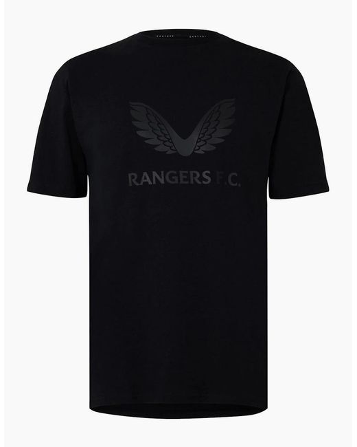 Castore Black Rangers Fc R Logo Regular Fit T-Shirt for men