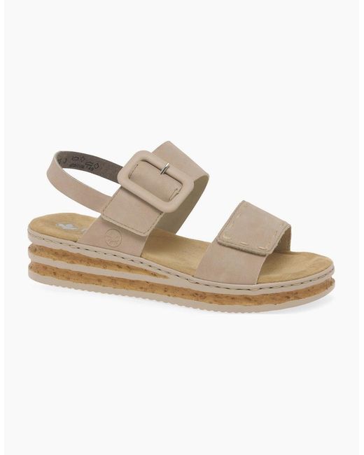 Rieker White Page Wedge Heel Sandals