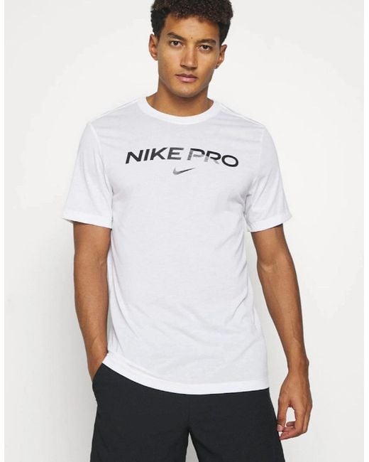 Nike White Pro Dri Fit Sportswear T Shirt for men