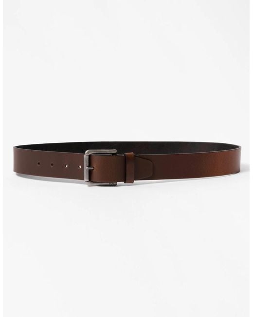 Boss Brown Boss Joris Italian Leather Belt With Engraved Buckle for men
