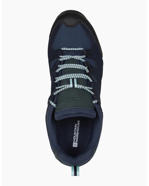 Mountain Warehouse Blue Ladies Belfour Suede Waterproof Walking Shoes