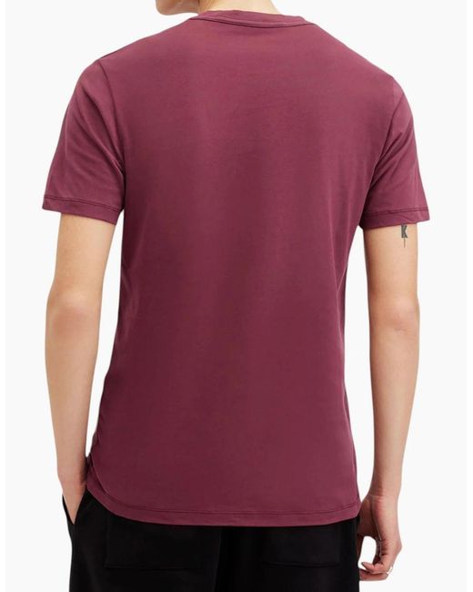 AllSaints Red T Shirts Lycra Stretch Cotton Crew Neck Short Sleeve Summer Tee for men