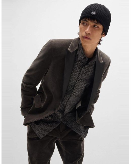 Boss Black Regular Fit Solid Patterned Blazer for men