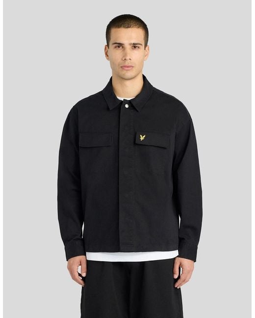 Lyle & Scott Black Lightweight Washed Overshirt for men