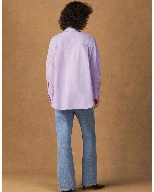 Ro&zo Purple Lilac Stripe Button Side Detail Shirt