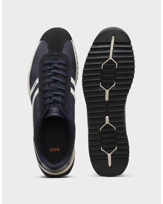 Boss Blue Boss Zayn Low-Top Trainers With Faux-Leather Trims for men